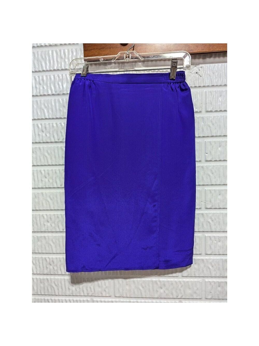 Diane Von Furstenberg Women's Purple Solid Faux Wrap Straight Skirt Size 4